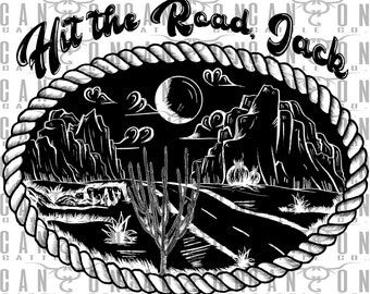 hit the road jack, Western, Wüste, vintage, retro, Kaktus, png, direkter Download, Sublimationsdesign