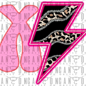xo retro leopard neon lightning bolt, San Valentín, Día de San Valentín, retro, vintage, png, descarga instantánea, diseño de sublimación