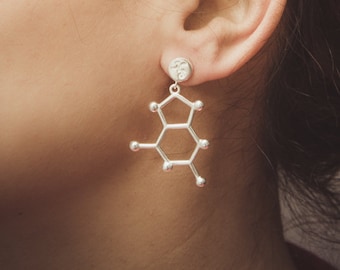 Thymine-Adenine earrings, CYTOSINE  earrings, Guanine jewel, jewels inspired of science, scientific jewelry