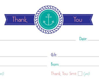 Digital Nautical Thank You List, Instant Download, Printable