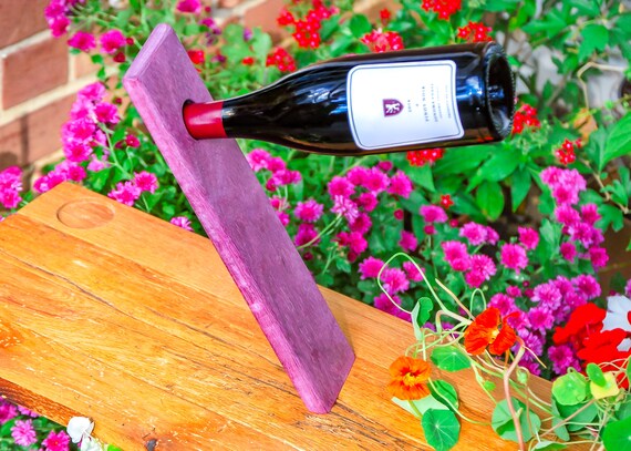 Balancing Wine Holder Purple Heart Wood Etsy