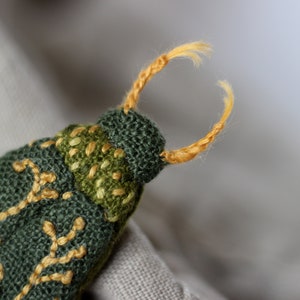 Moth brooch, boho jewelry, embroidered moth, botanical brooch, insect jewelry, insect wall decor, plants art, plants embroidery image 5