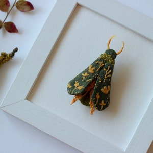 Moth brooch, boho jewelry, embroidered moth, botanical brooch, insect jewelry, insect wall decor, plants art, plants embroidery image 9