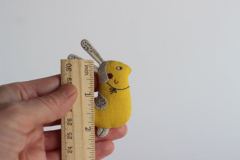 Bird brooch Easter bunny Easter jewelry Linen bunny Linen bird Fabric bunny Yellow bird Mothers day gift Miniature bird pin Easter gift image 8
