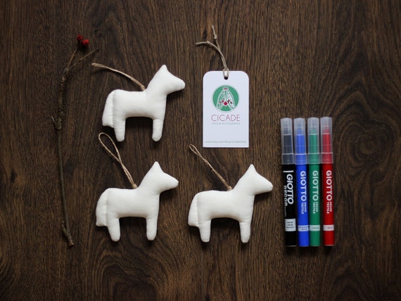kids craft kit coloring christmas tree ornaments 3 coloring dala horses  christmas wrapping christmas gift tag housewarming gift