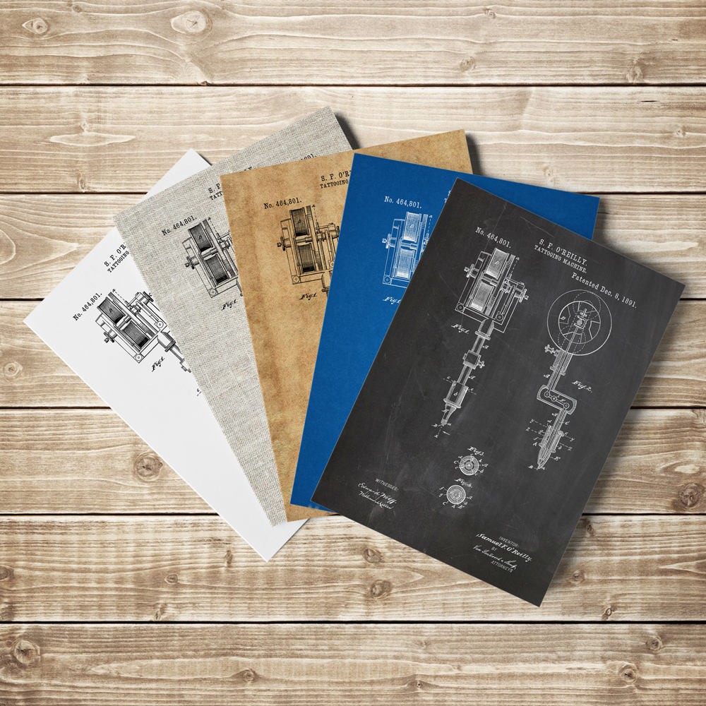 First Tattoo Machine Patent Poster Tattoo Wall Art Vintage Etsy