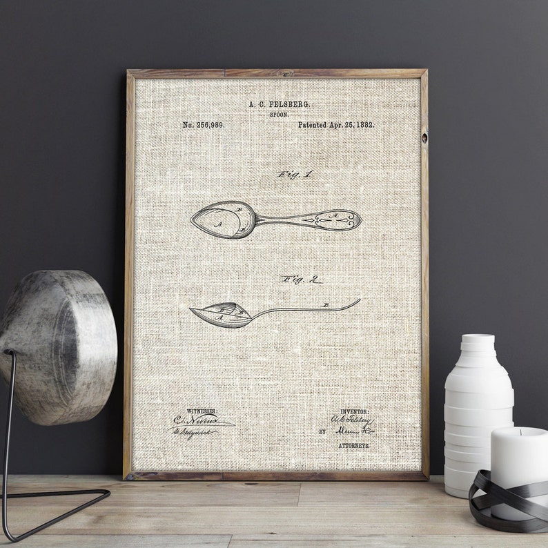 Spoon Patent Poster Kitchen Decor Dining Room Decor Kitchen Etsy