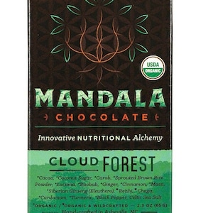 Cloud Forest Raw Organic Vegan Superfood chocolate, baixo índice glicêmico, feijão com barra (caixa com 6)
