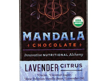 Lavender Citrus Raw Organic Chocolate, Low Glycemic, Vegan, bean to bar,  (case of 6)