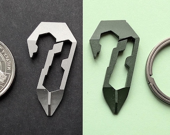 Titanium Keychain Multitool • 9-in-1 EDC Bottle Opener & Bit Driver • Minimalist Key Ring Tool • Gift for Him