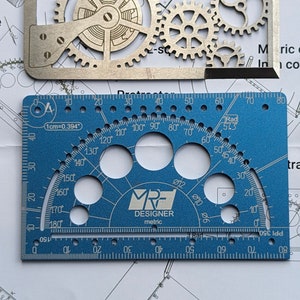 Ontwerper. Blauw tekengereedschap