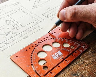 Architect Gift • Metal Circle Drawing Tool for Engineers • EDC Pocket Compass & Ruler • Unique Sketching Gadget for Men • Designer
