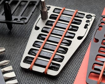 Titanium Bit Driver Card • EDC Hex Bit Holder • 1/4" Fits & Leatherman Bits • Pocket Tool Gift for Engineer • Bit Store