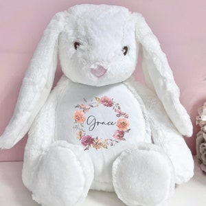 Personalised Bunny Rabbit, New Baby Gift, Personalised Plush Soft Toy, Your Name Teddy, Cuddly Toy, Girls and Boys Teddy Baby Shower Gift