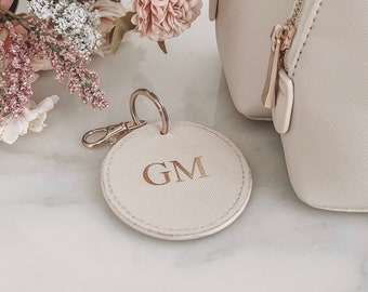 Personalised Keyring, monogrammed key ring, initials, personalised gift, car keychain, personalised keychain, faux saffiano leather