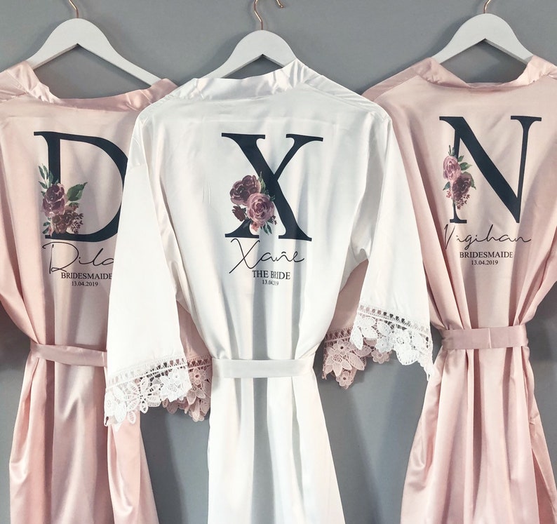 Personalised Bridal Robe Wedding Dressing Gown Initial Etsy UK