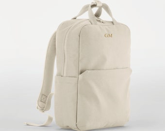 Sac à dos personnalisé, sac à dos personnalisé, sac à dos de tous les jours noir ou naturel, sac à dos beige neutre, cadeau pour elle, sac à dos unisexe