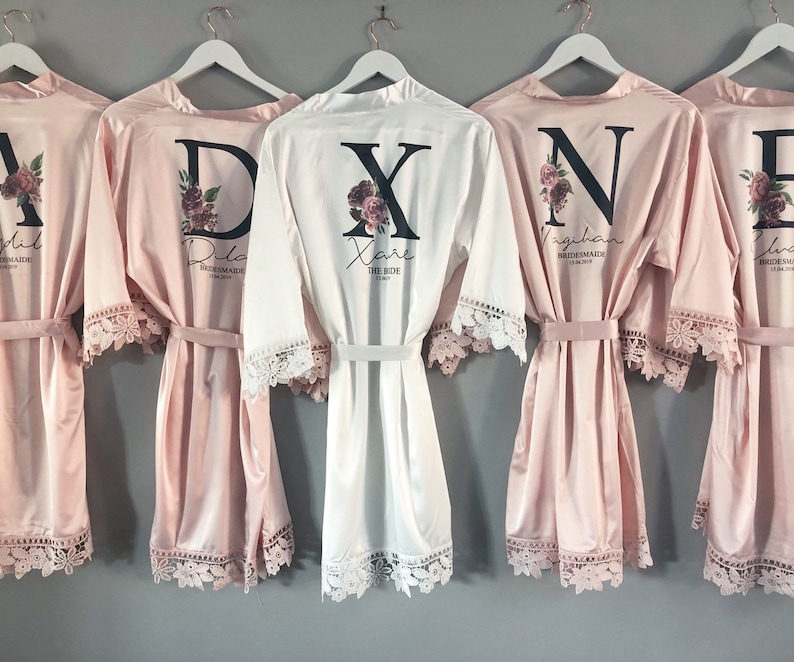 Personalised Bridal Robe Wedding Dressing Gown Initial Etsy UK