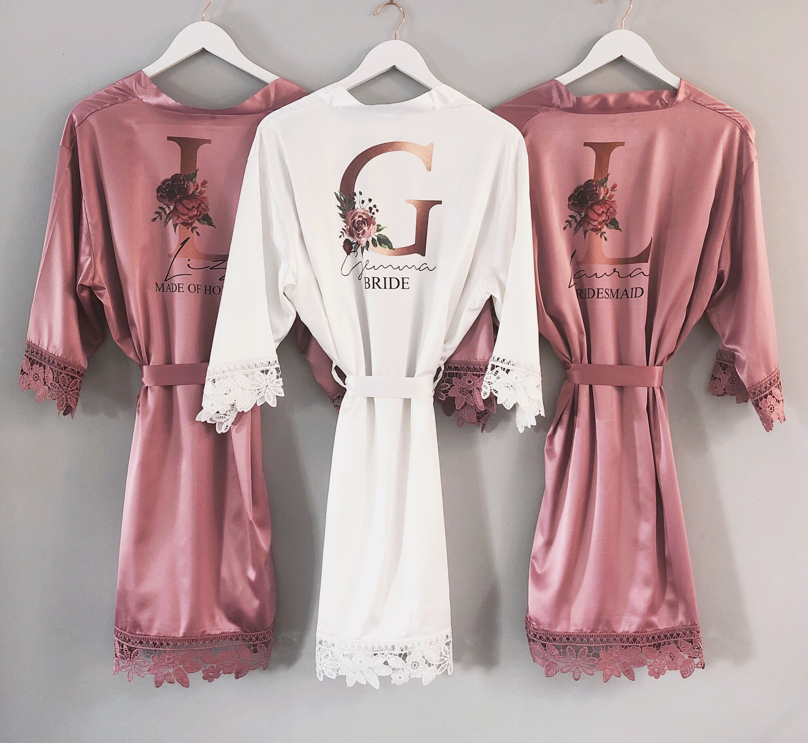 Wedding Dressing Gown and Slipper Matching Set Bridal Robes Etsy UK