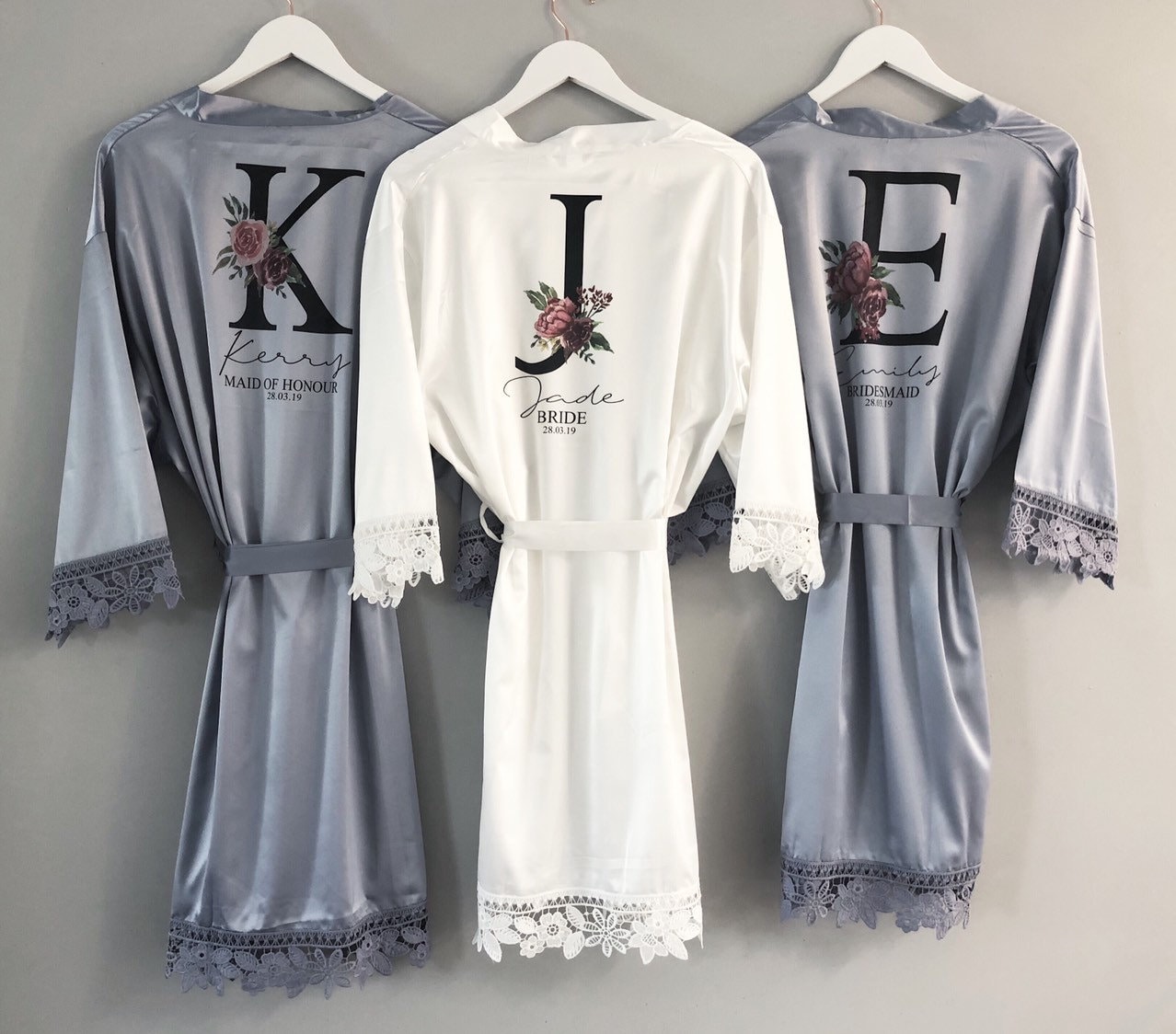 Personalised Bridal Robe Wedding Dressing Gown Initial Etsy