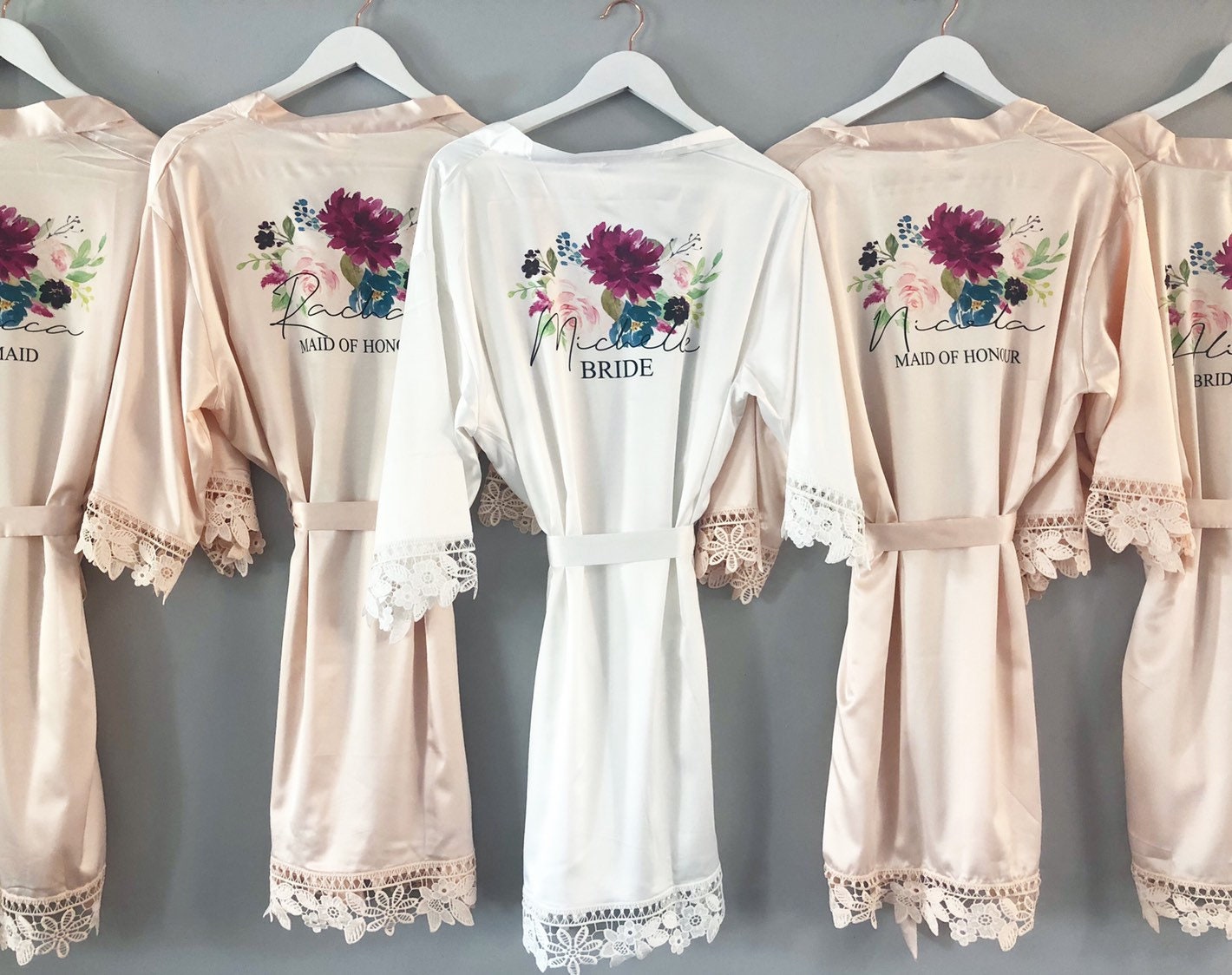 Personalised Bridesmaid robes Wedding Dressing Gown floral Etsy