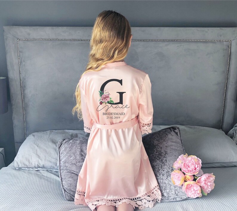Personalised Bridal robe Wedding Dressing Gown initial Etsy