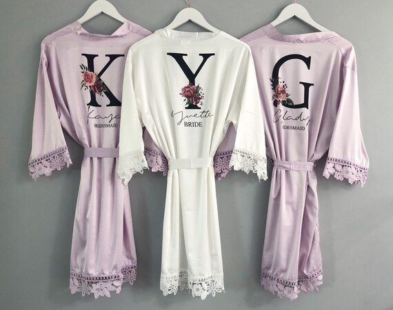 Personalised Bridal Robe Wedding Dressing Gown Initial Etsy