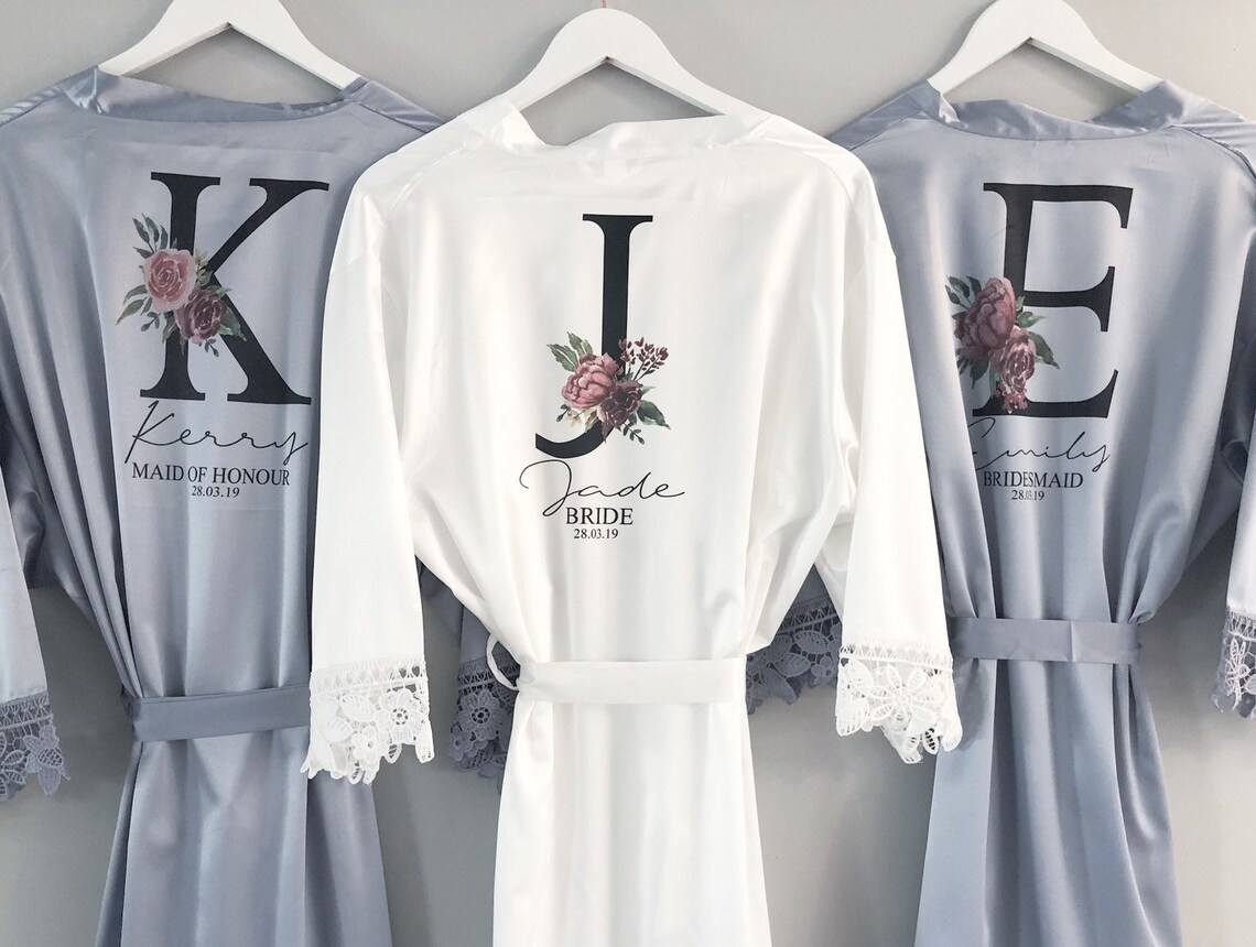 Personalised Bridal robe Wedding Dressing Gown initial Etsy
