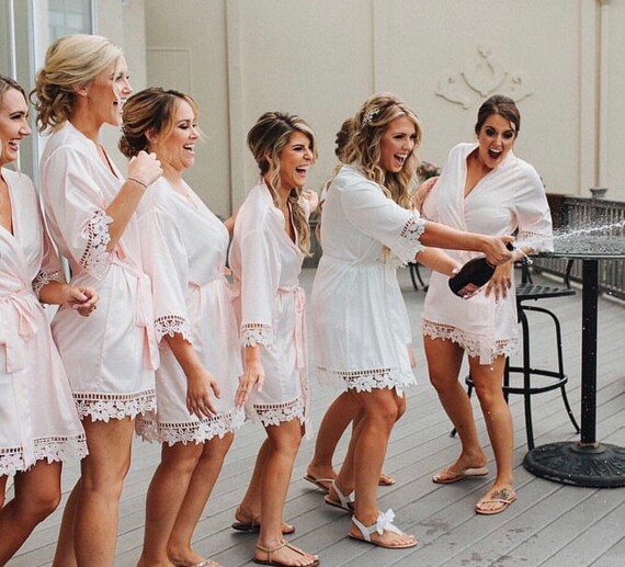 Wedding Dressing Gown Personalised Bridesmaid Robe Wreath Etsy