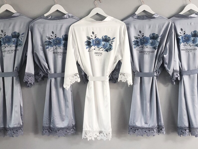 Personalised Bridesmaid Robes Wedding Dressing Gown Floral Etsy UK
