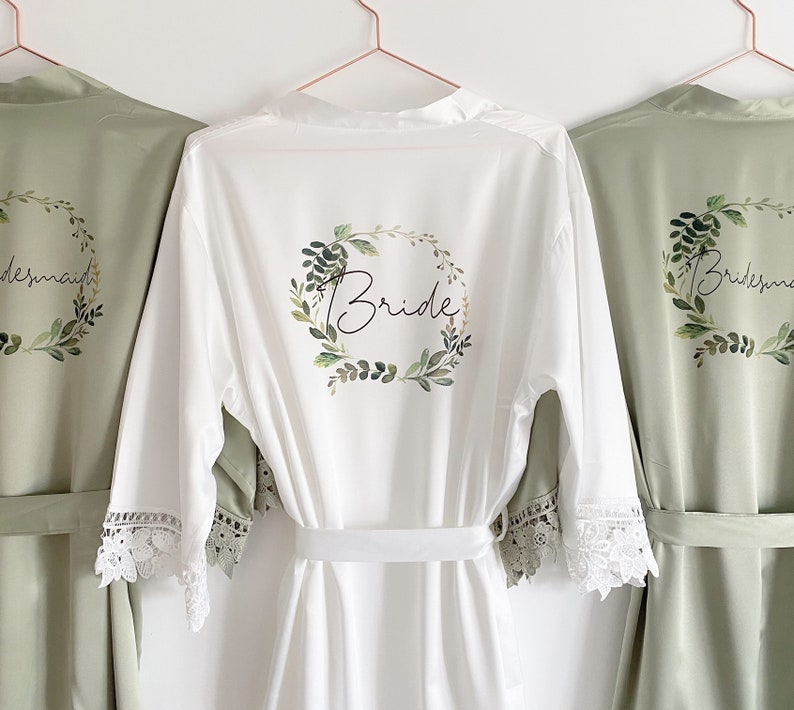 Personalised Bridesmaid Robes Wedding Dressing Gown Foliage Etsy UK