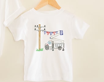 Power Lineman Bucket Truck Kid's Shirt/Fantastic gift for any patriotic youngster