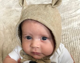 Bear hatbaby bear hatbaby bear bonnetbear bonnethat with bear earsbaby hat with bear earsbrown bear hatbrown baby bear hatminky hat