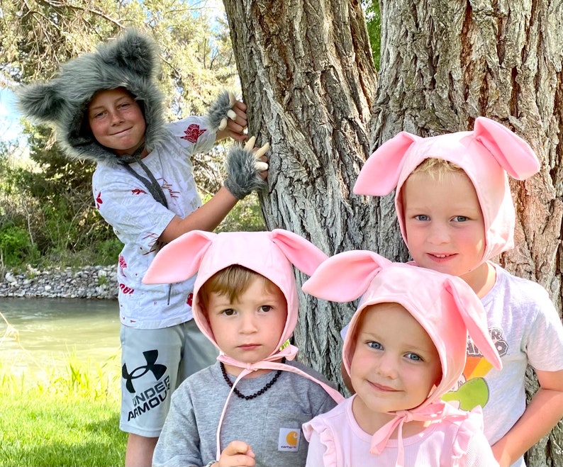 Pink pig baby hat/pink pig costume hat/pig ears baby hat/pink pig bonnet/pink pig hat/pig toddler costume hat/pink pig toddler hat/pig hat afbeelding 4