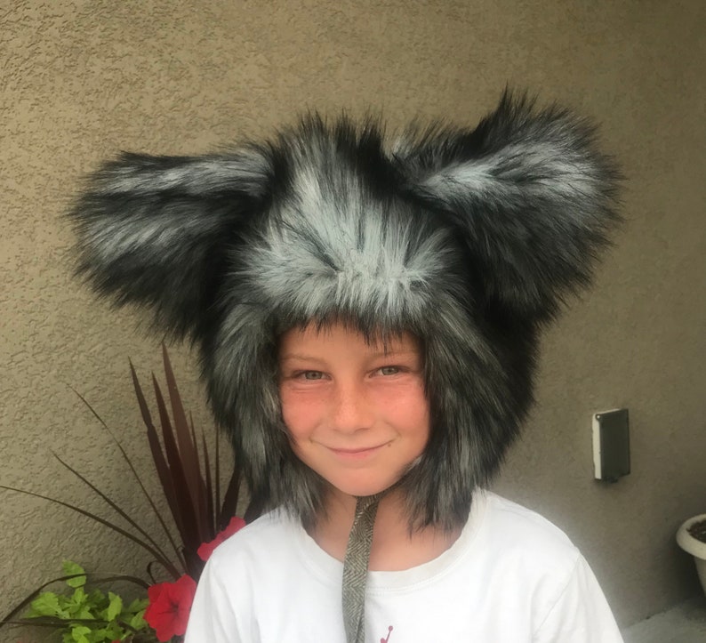Wolf Hat//faux Fur Wolf Hat//grey Wolf Hat//fur Wolf Hat//wolf Etsy