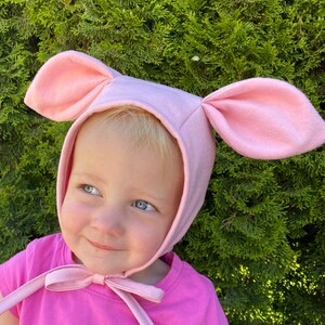 Pink pig baby hat/pink pig costume hat/pig ears baby hat/pink pig bonnet/pink pig hat/pig toddler costume hat/pink pig toddler hat/pig hat afbeelding 8