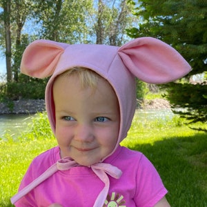 Pink pig baby hat/pink pig costume hat/pig ears baby hat/pink pig bonnet/pink pig hat/pig toddler costume hat/pink pig toddler hat/pig hat