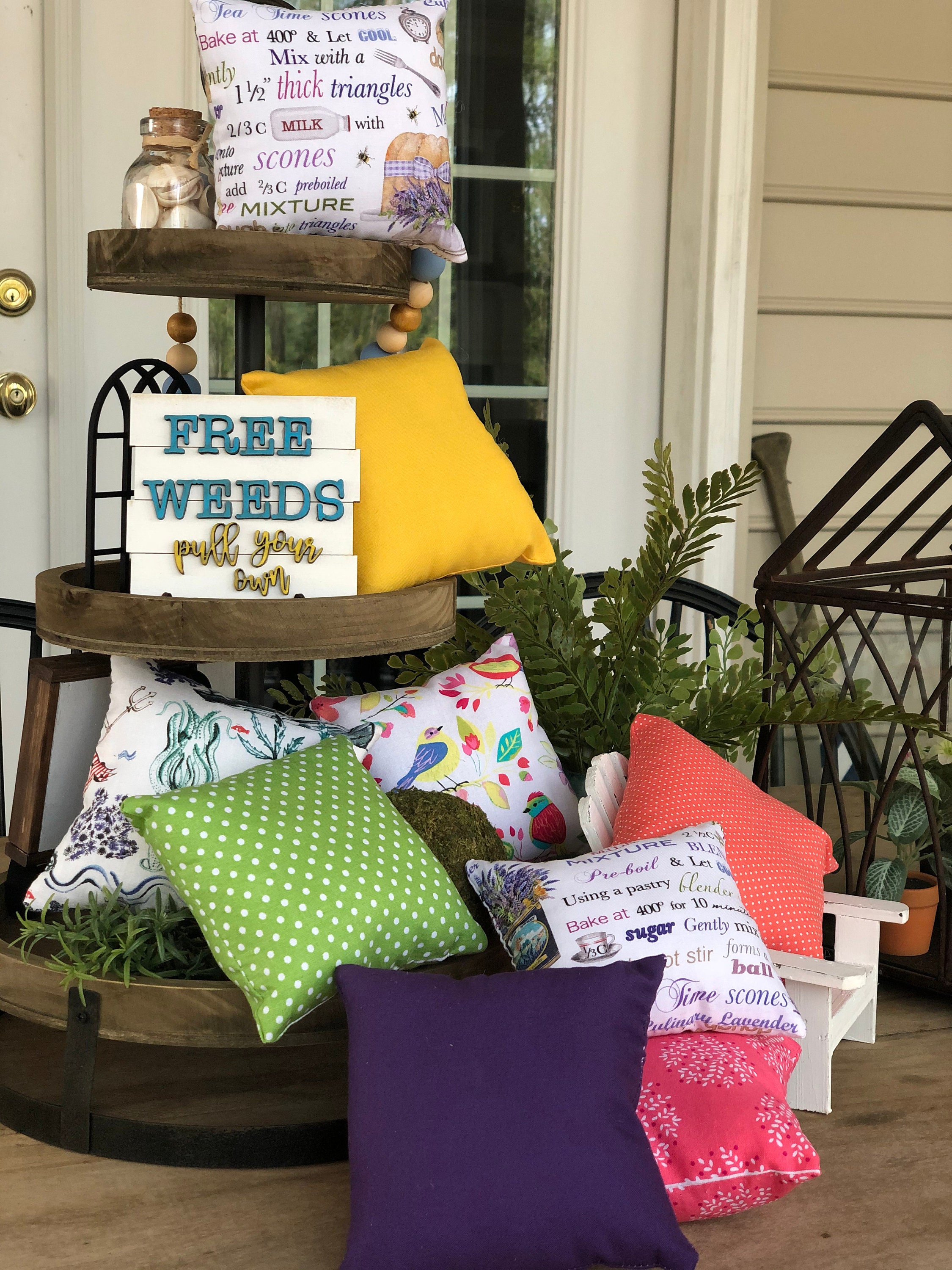 Tiered Tray Decor Mini Pillows Farmhouse Decor Accent Etsy