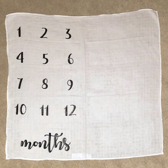 Baby Blanket Months Monthly Baby Blanket Photo Prop 45x45 Etsy