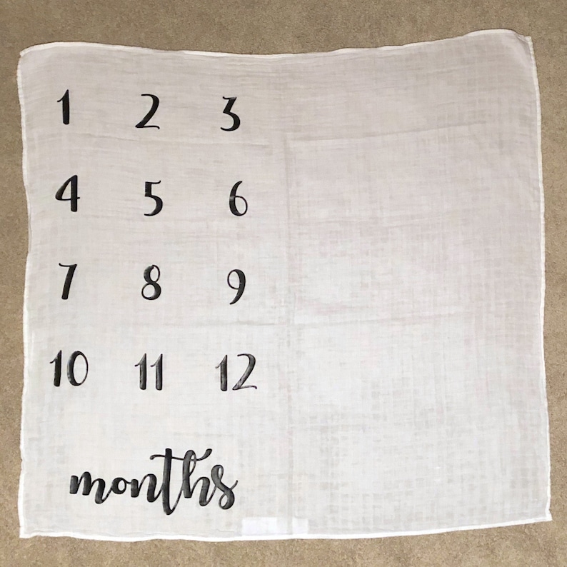 Baby Blanket Months Monthly Baby Blanket Photo Prop 45x45 Etsy