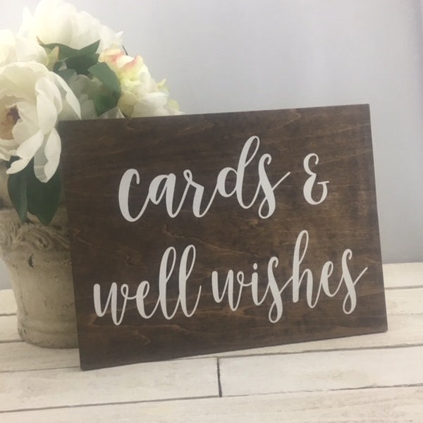 Cards And Well Wishes Sign-Rustic 12"x 9" Sign-Wedding Well Wishes Sign-Wedding Wood Sign-Card Table Sign