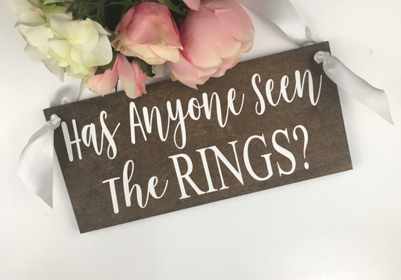 Has anyone seen the rings sign wedding venue decor ring bearer rustic country 