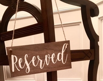 Reserved Wedding Sign-Reserved Wood Sign-12'' x 5.5'' Sign-Rustic Wedding Sign-Wedding Aisle Sign-Reserved Rustic Sign