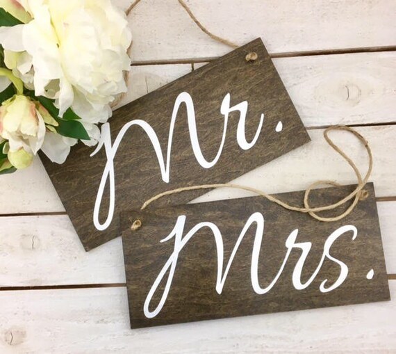 Mr and Mrs Wedding Signs-Rustic Mr and 