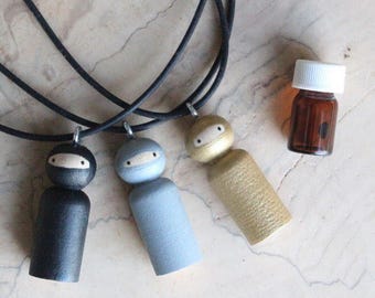 Ninja Peg Doll Essential Oil Diffuser Necklace for kids