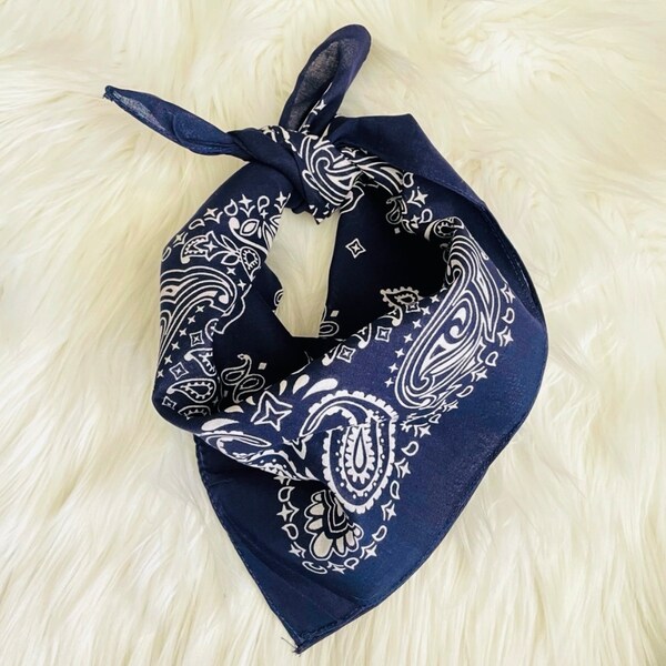 Navy blue classic cotton bandana/  bandana/ navy bandana/ neck scarf/  gifts/ accessories