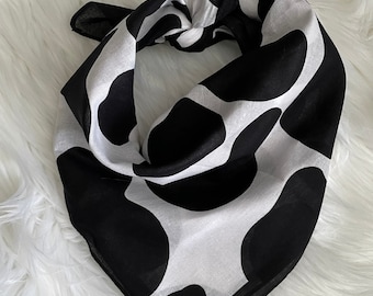 Black and white cotton cow print bandana-customizable