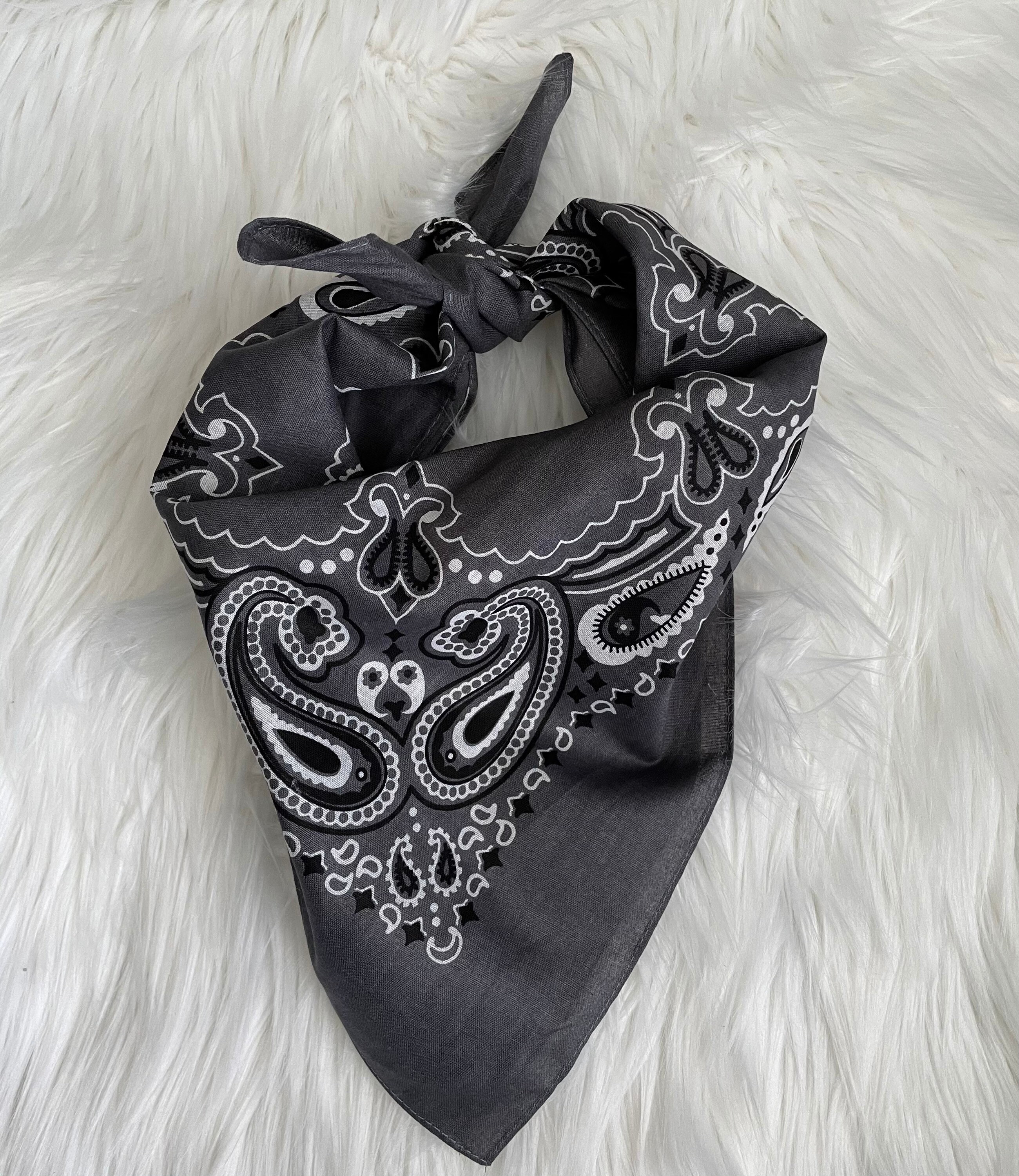 Dark Grey Cotton Bandana Scarf / Dark Grey Bandana / Bandana / Etsy