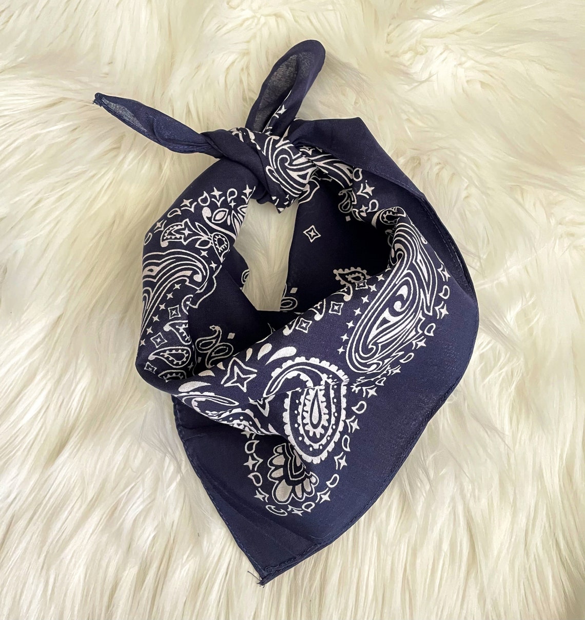 Navy Blue Cotton Bandana Scarf / Navy Bandana / Navy Bandana | Etsy