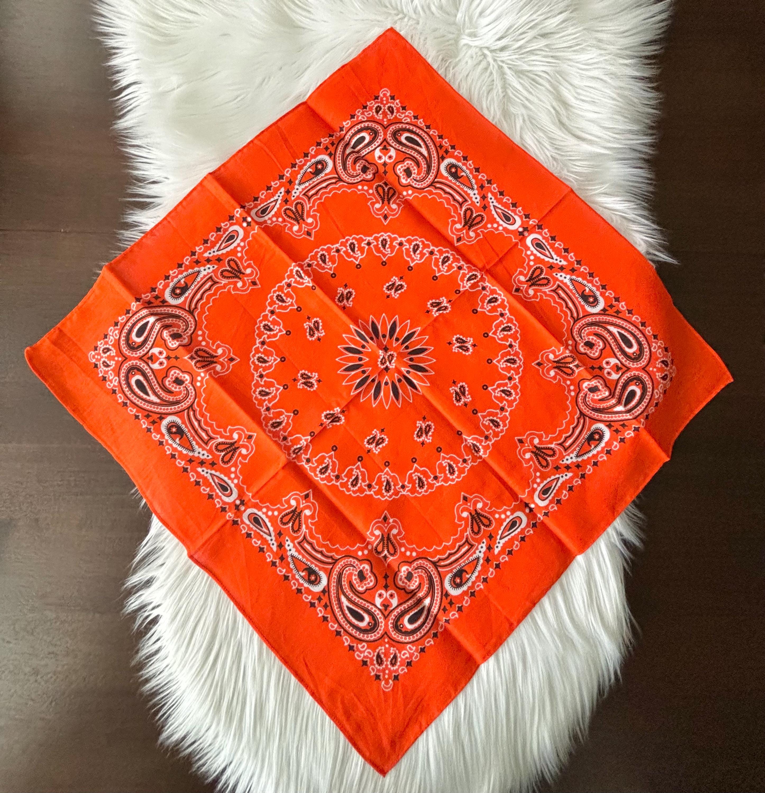 Orange Paisley Cotton Bandana-customizable - Etsy